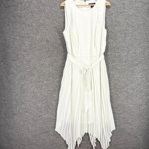 Jessica Howard Dress Women Plus White Sheath Midi Belted Zipper Lined Casual